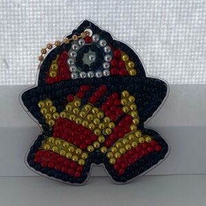 Handmade diamond art Firefighter Keychain